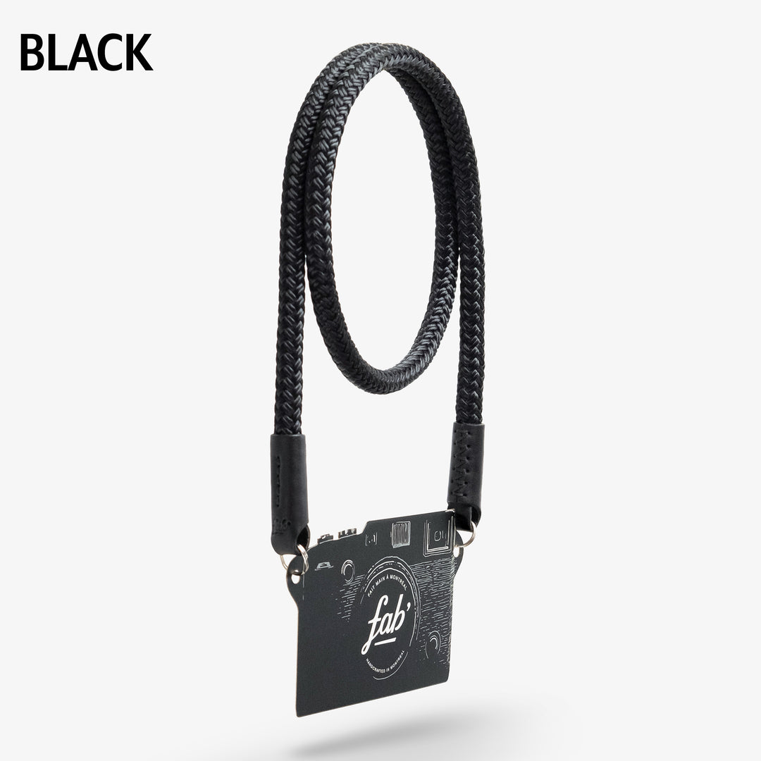 black rope camera strap, black leica strap, black fujifilm strap, black sony strap, blackcord camera strap,