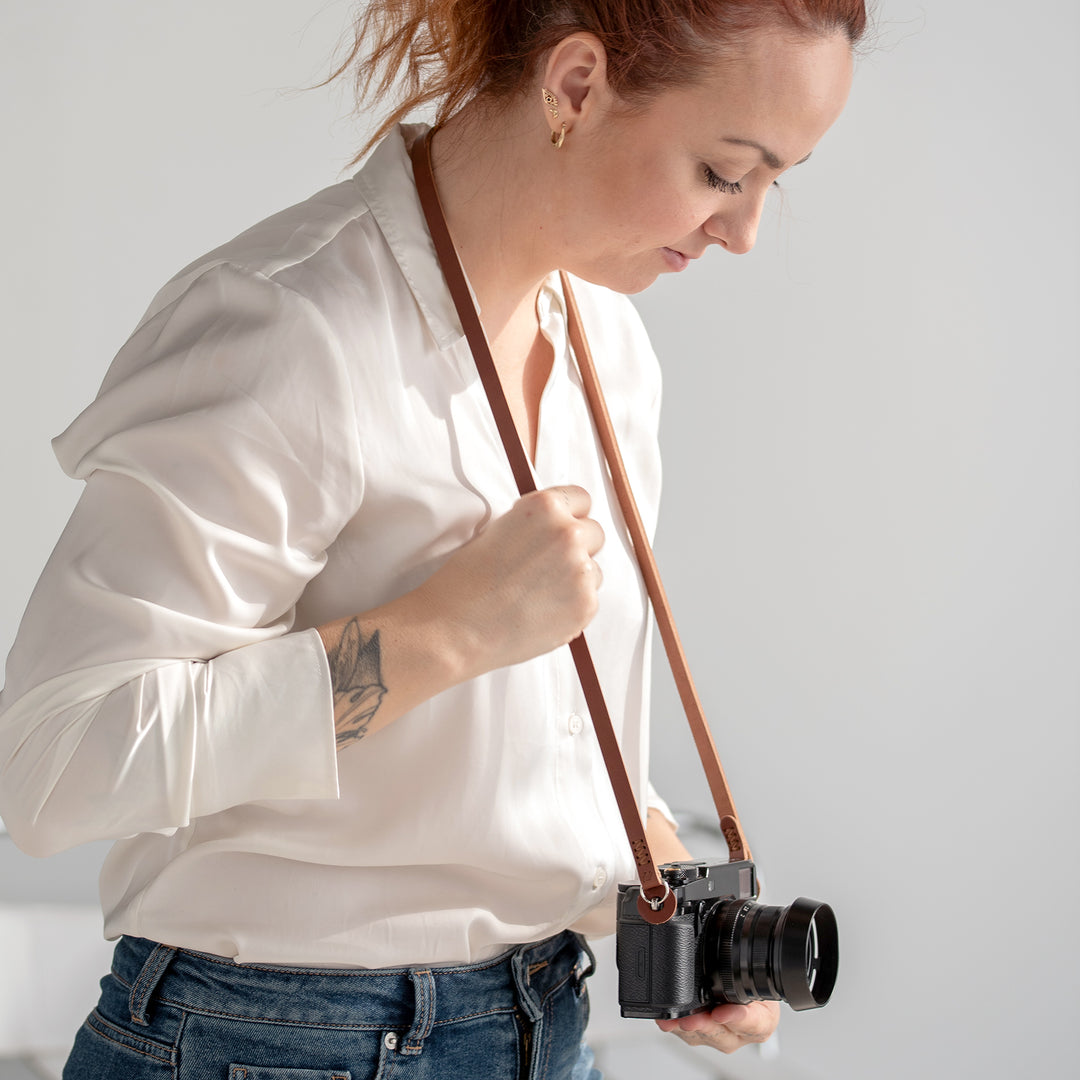 leather camera strap, handcrafted leather camera strap, leica strap, fujifilm strap,