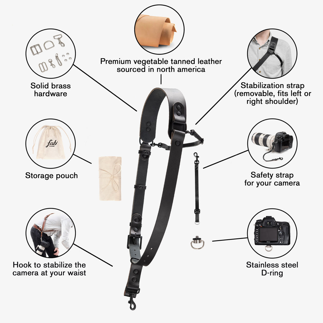 shoulder camera strap, leather shoulder camera strap, sling camera strap, harness camera strap,